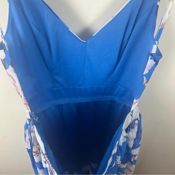 Pink Lily Blue Floral Sheer Maxi Dress Elegant Party Wedding M Cruise Feminine - Picture 14 of 16